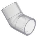 Clear Socket Straight and Long Radius Schedule 40 PVC 45 Degree Elbow in Clear 