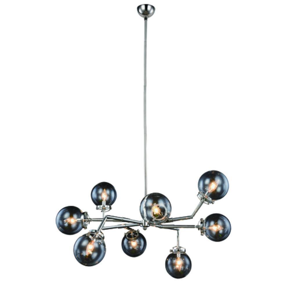 Elegant Lighting Burnished Brass/Flat Black 8-Light Candelabra E-12 Base Pendant 