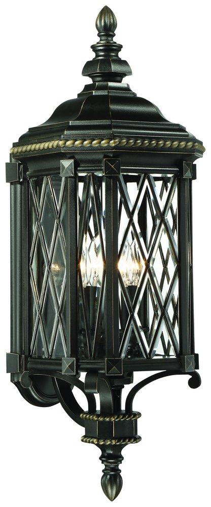 Minka Black/Gold 4-Light Outdoor Wall Mount Lantern 