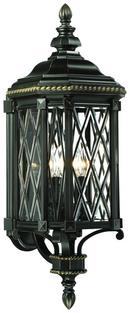 4-Light Outdoor Wall Mount Lantern in Black and Gold