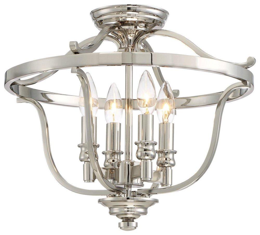 Minka Lavery Polished Nickel 14-1/4 in. 4-Light Semi-Flushmount Ceiling Fixture 