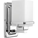 100W 1-Light Vanity Fixture with Etched Painted White Inside Glass in Polished Chrome