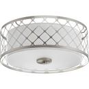 5-3/4 in. 17W 1-Light LED Flushmount Ceiling Fixture with Fabric Shade Glass in Brushed Nickel