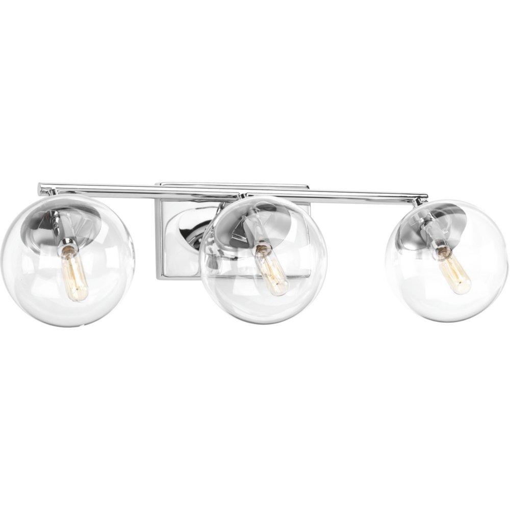 Progress Lighting Polished Chrome 60W 3-Light Candelabra E-12 Base Incandescent Bath Light 