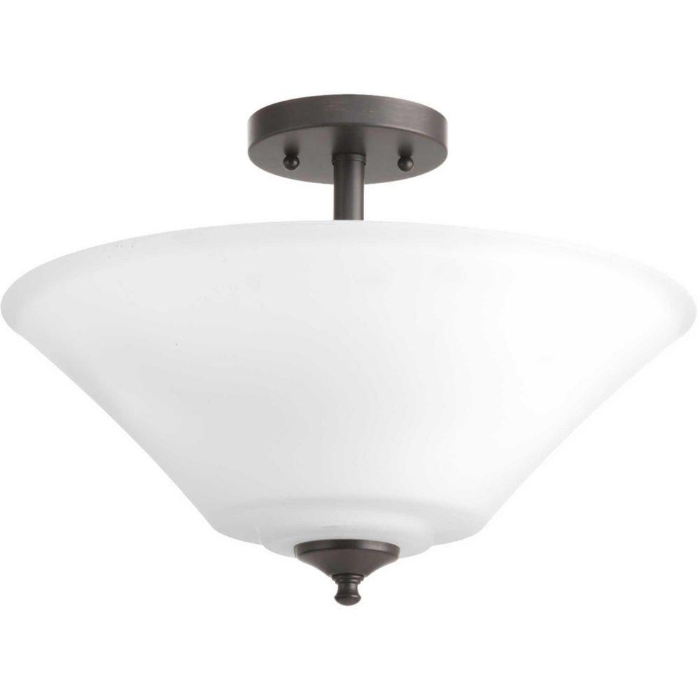 Progress Lighting Antique Bronze 12-1/8 in. 3-Light Semi-Flush Mount Convertible Ceiling Fixture 