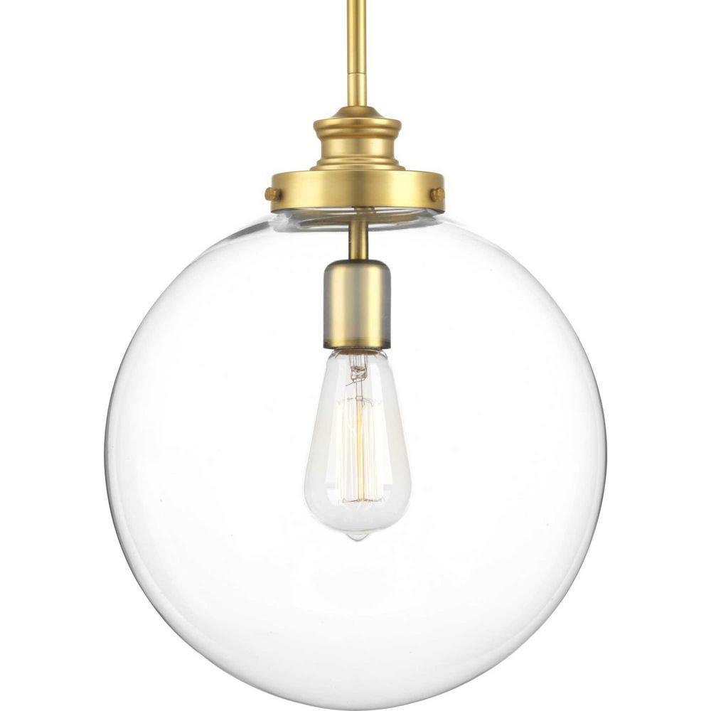 Progress Lighting Natural Brass 15 in. 100W 1-Light Medium E-26 Base Large Pendant 