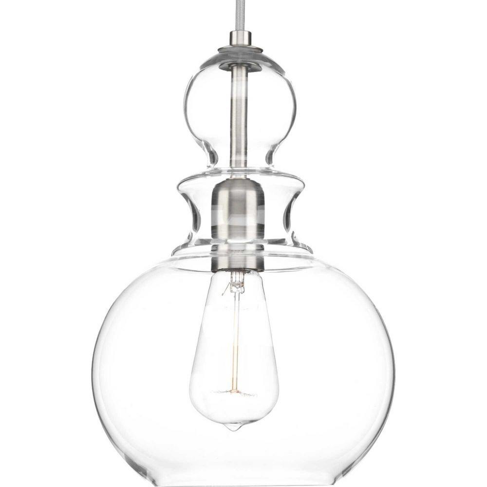 Progress Lighting Brushed Nickel 12-3/4 in. 75W 1-Light Medium E-26 Base Pendant 