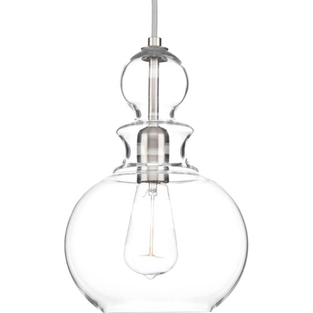 Progress Lighting Brushed Nickel 12-3/4 in. 75W 1-Light Medium E-26 Base Pendant 