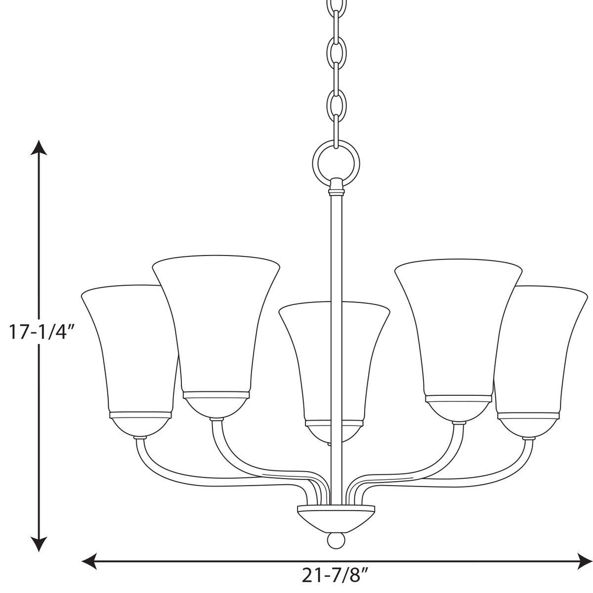 Progress Lighting Brushed Nickel 100W 5-Light Medium E-26 Base Incandescent Chandelier with Etched Glass 