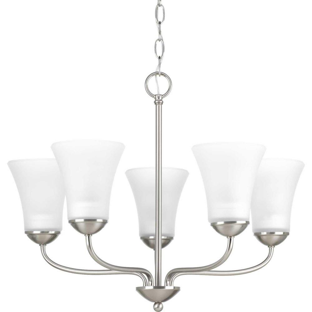 Progress Lighting Brushed Nickel 100W 5-Light Medium E-26 Base Incandescent Chandelier with Etched Glass 