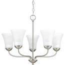 Progress Lighting Brushed Nickel 100W 5-Light Medium E-26 Base Incandescent Chandelier with Etched Glass 