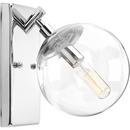 Progress Lighting Polished Chrome 60W 1-Light Vanity Wall Fixture with Clear Glass 