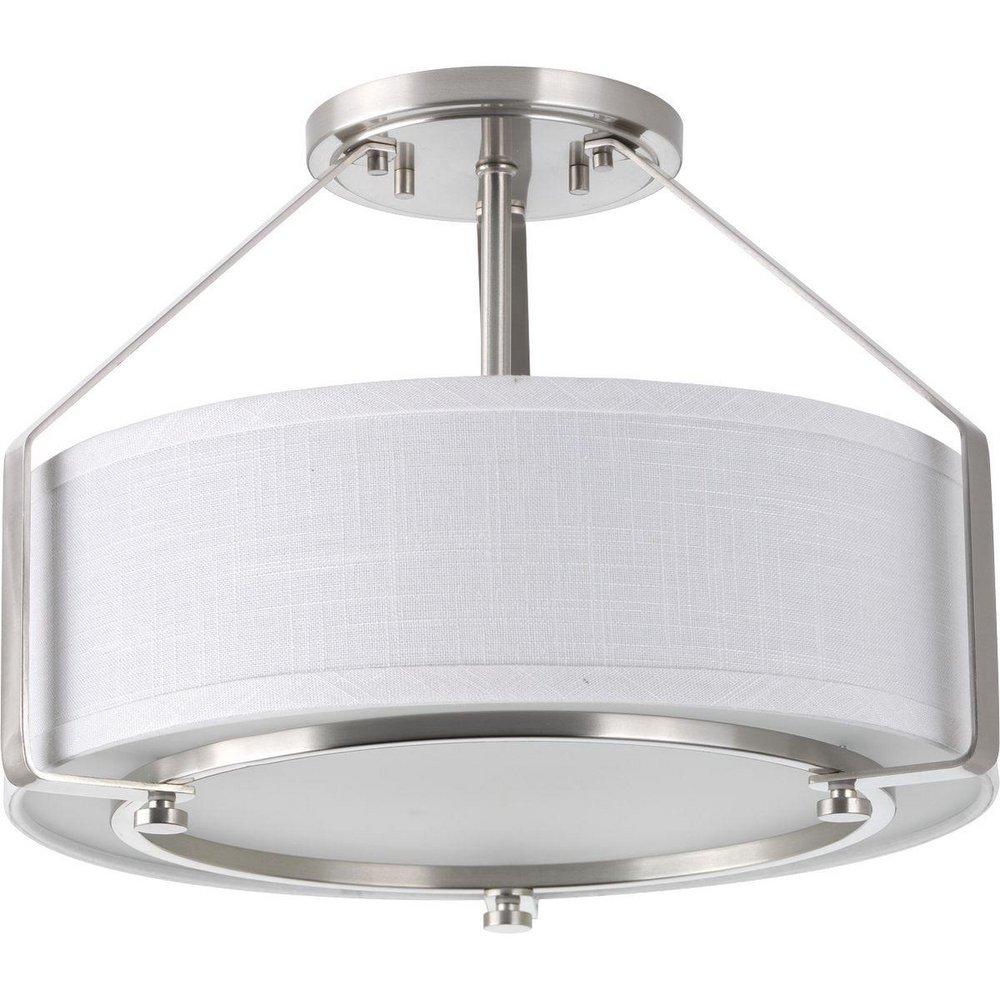 Progress Lighting Brushed Nickel 75W 3-Light Medium E-26 Base Incandescent Semi-Flush Mount Ceiling Fixture 