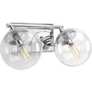 Progress Lighting Polished Chrome 60W 2-Light Vanity Wall Fixture with Clear Glass 