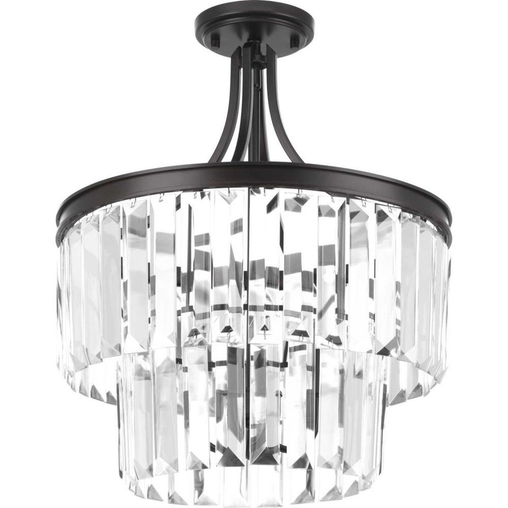 Progress Lighting Antique Bronze 16-1/4 in. 60W 3-Light Candelabra E-12 Incandescent Semi-Flush Mount Convertible Ceiling Light 
