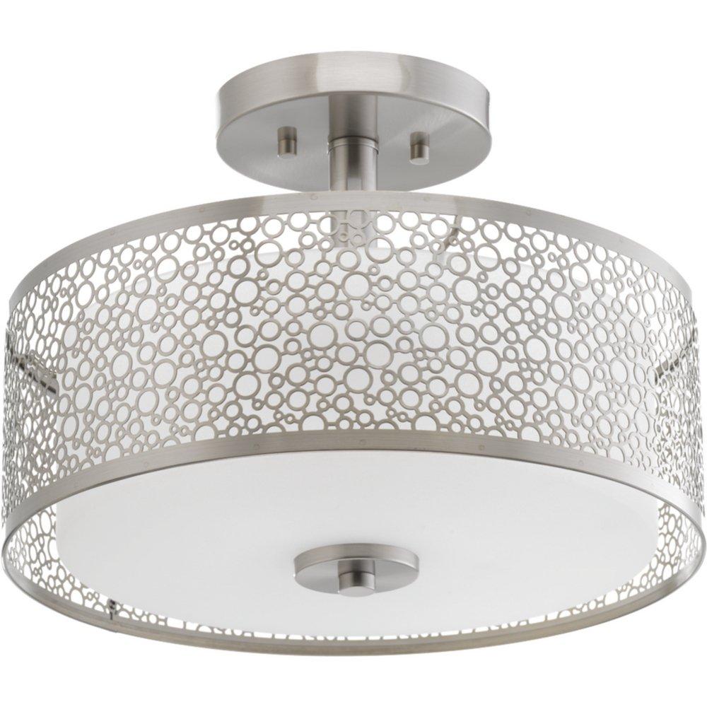 Progress Lighting Brushed Nickel 1-Light Semi-Flush Mount 