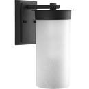 8-3/8 in. 100W 1-Light Outdoor Wall Sconce with Etched Seeded Glass in Black
