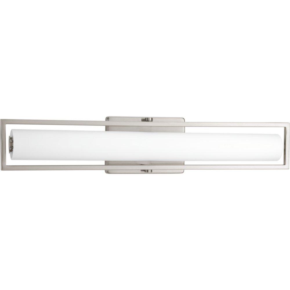 Progress Lighting Brushed Nickel 3-3/8 in. 35W 1-Light Linear Vanity with Etched White Glass 