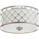 5-7/8 in. 17W 1-Light LED Flushmount Ceiling Fixture with Fabric Shade Glass in Brushed Nickel