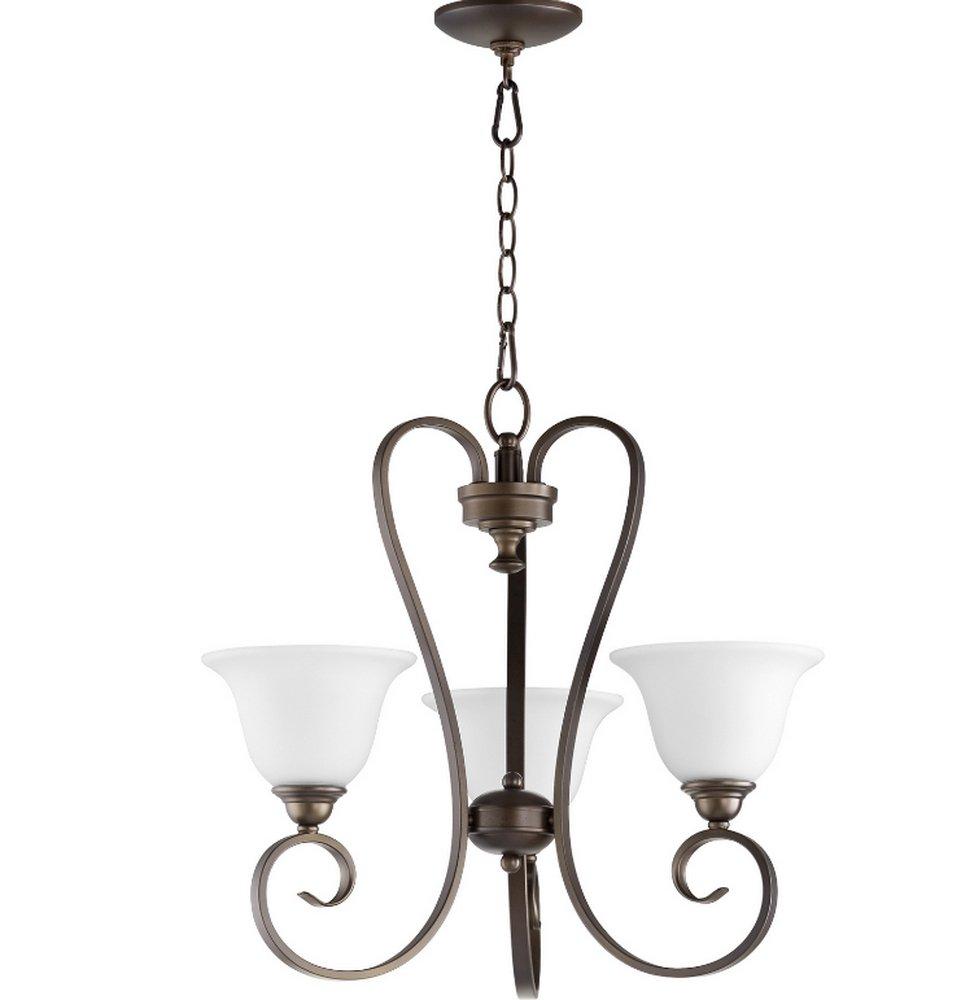 Quorum International Oiled Bronze 21-1/4 in. 60W 3-Light Medium E-26 Base Chandelier 