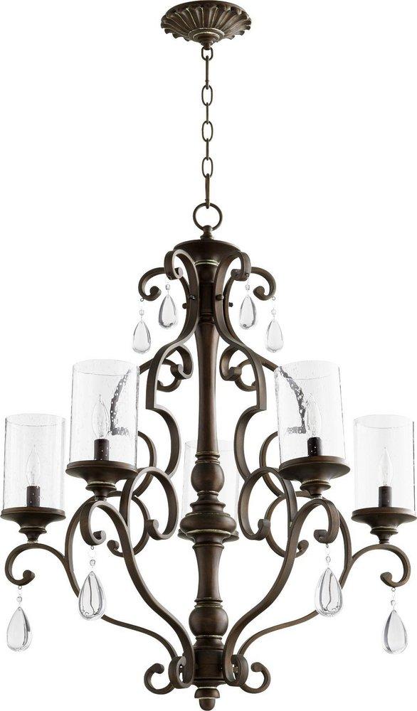 Quorum International Vintage Copper 27-1/2 in. 5-Light Candelabra E-12 Base Chandelier 