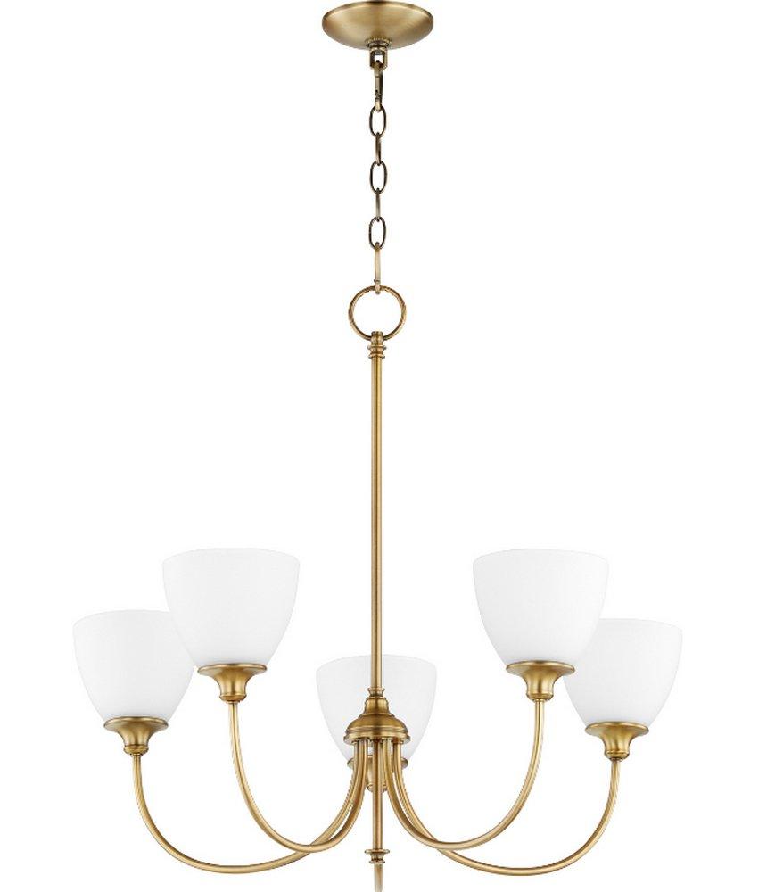 Quorum International Aged Brass 27 in. 5-Light Medium E-26 Base Chandelier 
