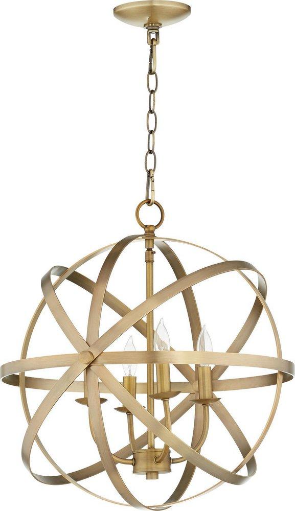 Quorum International Aged Brass 19 in. 4-Light Candelabra E-12 Base Chandelier 