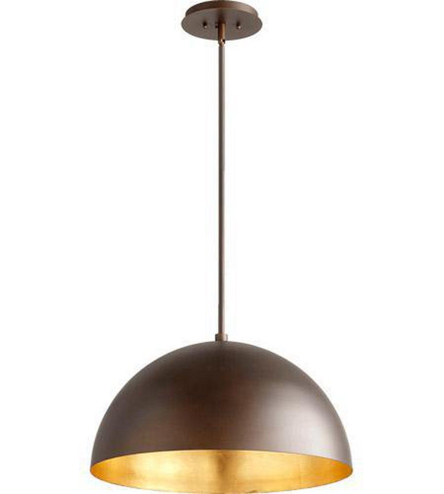 Quorum International Oiled Bronze/Gold Highlights 150W 1-Light Medium E-26 Base Incandescent Pendant 