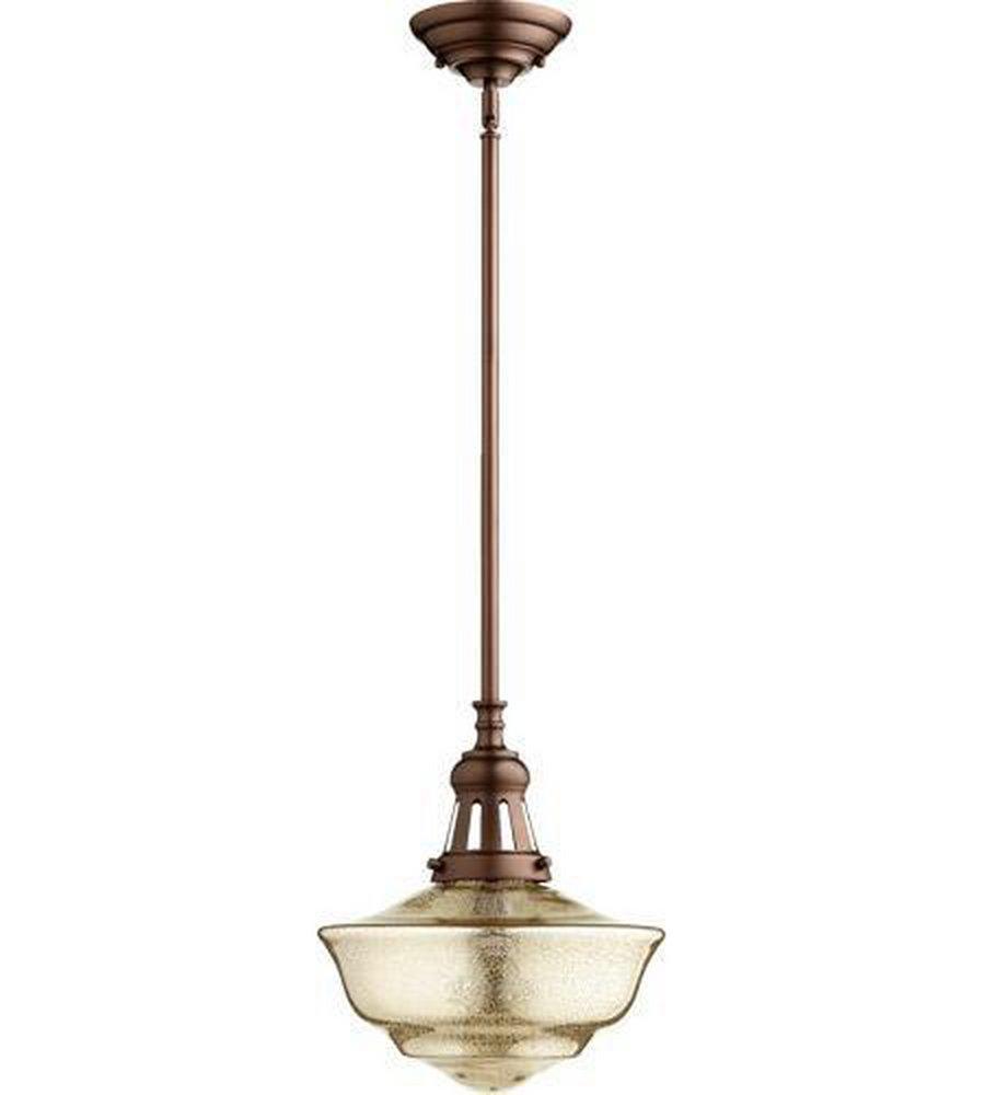 Quorum International Oiled Bronze/Mercury 100W 1-Light Medium E-26 Base Incandescent Pendant 