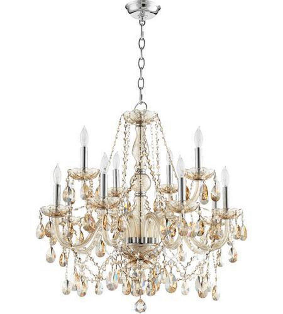 Quorum International Polished Chrome 26 in. 12-Light Candelabra E-12 Base Chandelier 