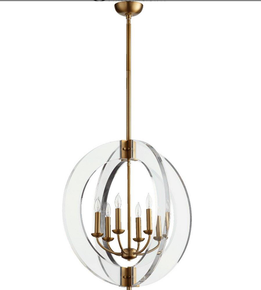 Quorum International Aged Brass 24 in. 6-Light Candelabra E-12 Base Chandelier 