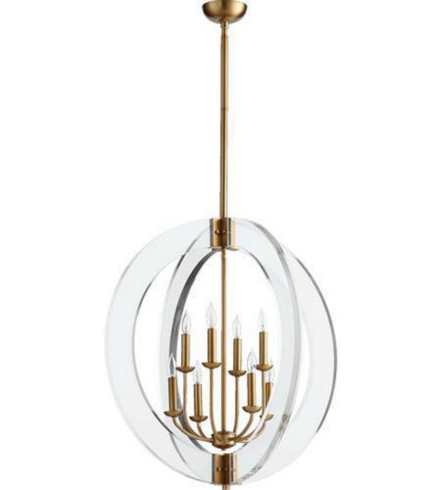 Quorum International Aged Brass 28 in. 8-Light Candelabra E-12 Base Chandelier 