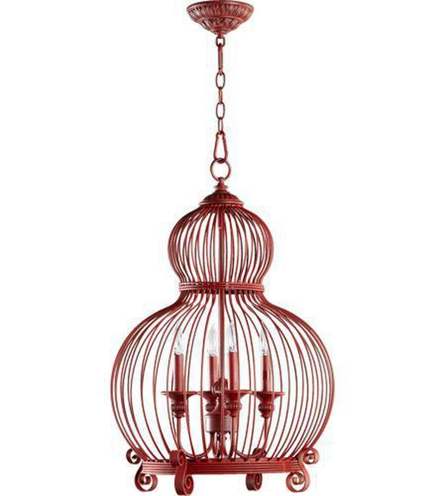 Quorum International Red 60W 4-Light Candelabra E-12 Base Incandescent Pendant 