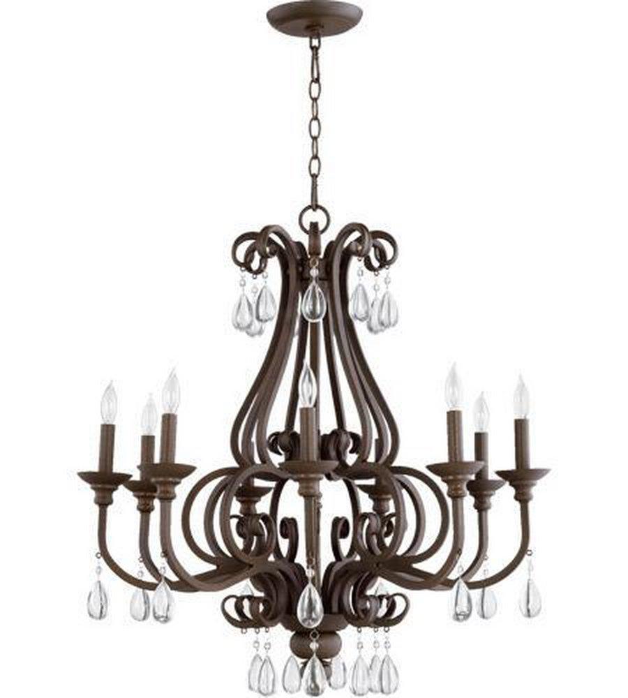 Quorum International Oiled Bronze 30 in. 9-Light Candelabra E-12 Base Chandelier 