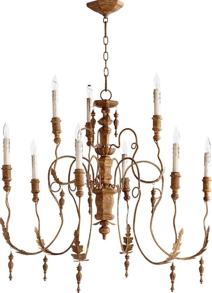 Quorum International French Umber 32 in. 9-Light Candelabra E-12 Base Chandelier 
