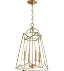 Quorum International Aged Brass 60W 4-Light Candelabra E-12 Base Incandescent Pendant 
