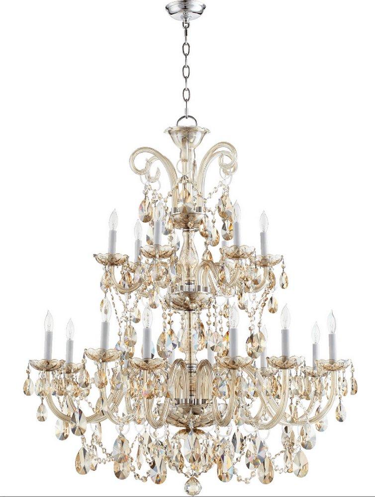 Quorum International Polished Chrome 36-3/4 in. 18-Light Candelabra E-12 Base Chandelier 