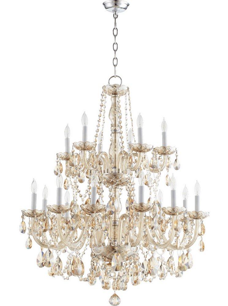 Quorum International Polished Chrome 32 in. 18-Light Candelabra E-12 Base Chandelier 