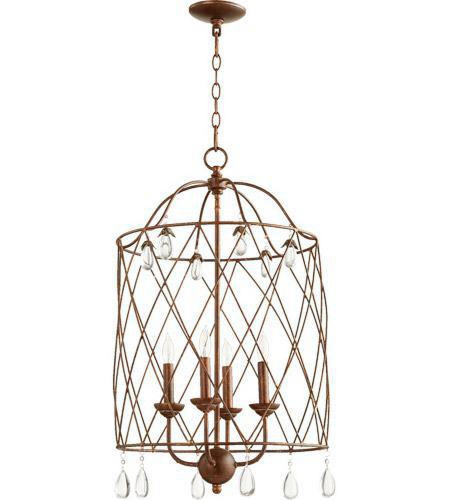 Quorum International Vintage Copper 60W 4-Light Candelabra E-12 Base Incandescent Pendant 