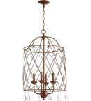 Quorum International Vintage Copper 60W 4-Light Candelabra E-12 Base Incandescent Pendant 