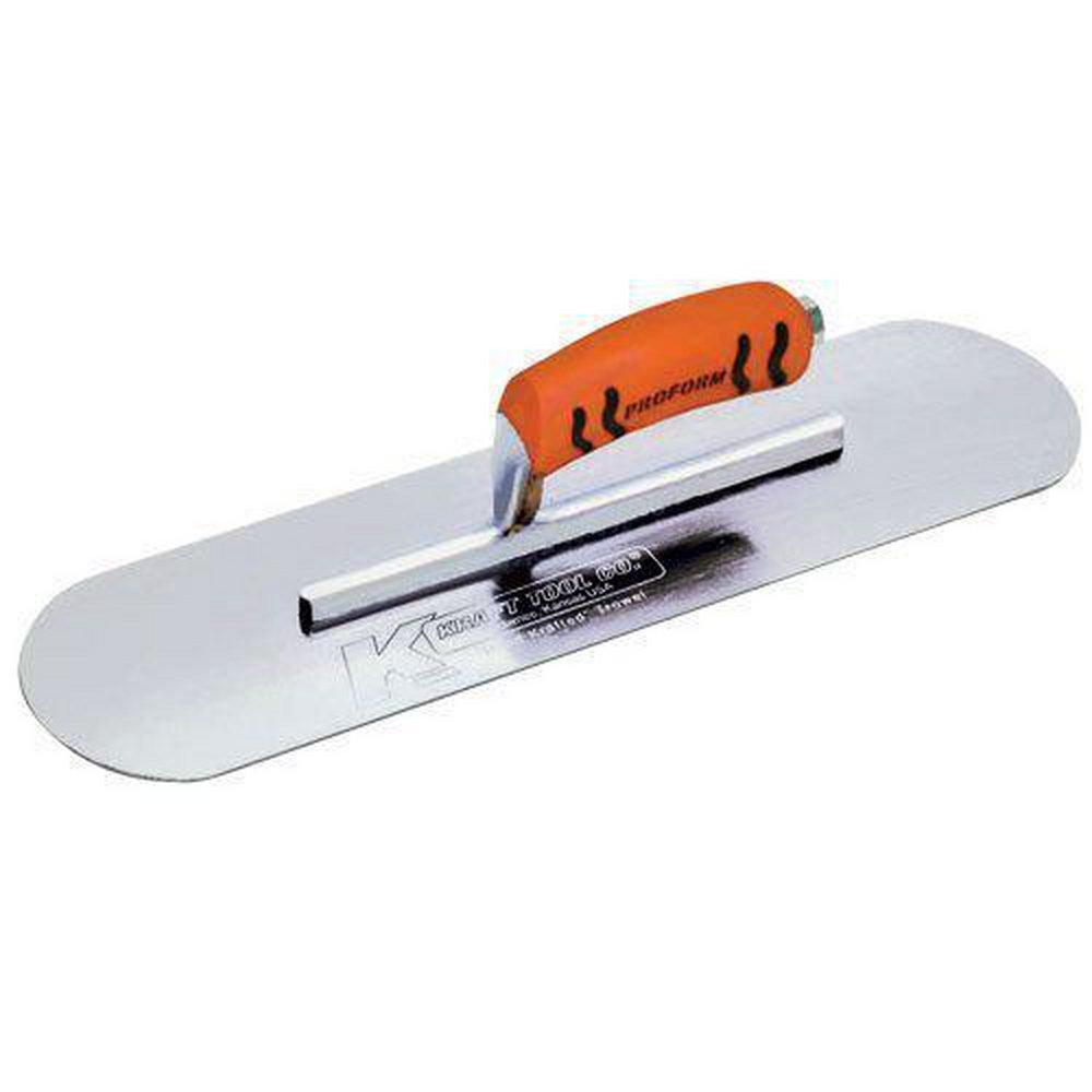 Kraft Tool Company Matte Black 3 in. Chrome No Burn Pool Trowel with ProForm Soft Grip Handle 