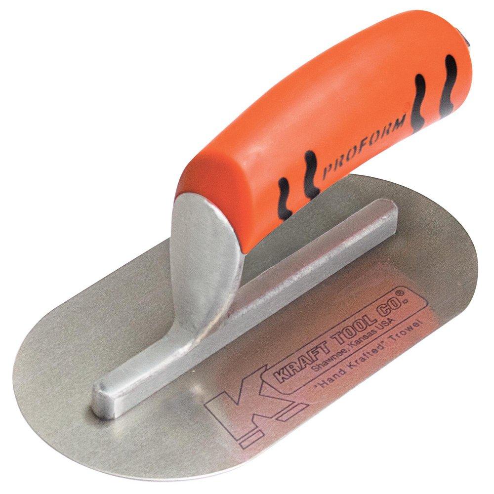 Kraft Tool Company Polished Brass 4 in. Mini Pool Trowel with ProForm Soft Grip Handle 