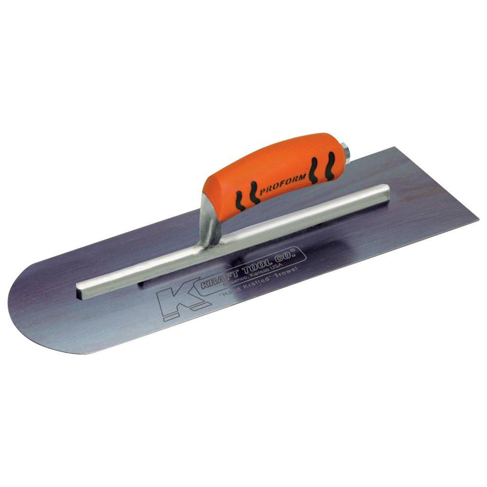 Kraft Tool Company Blue 4 in. Steel Round Front and Square Back Cement Trowel with ProForm Soft Grip Handle 