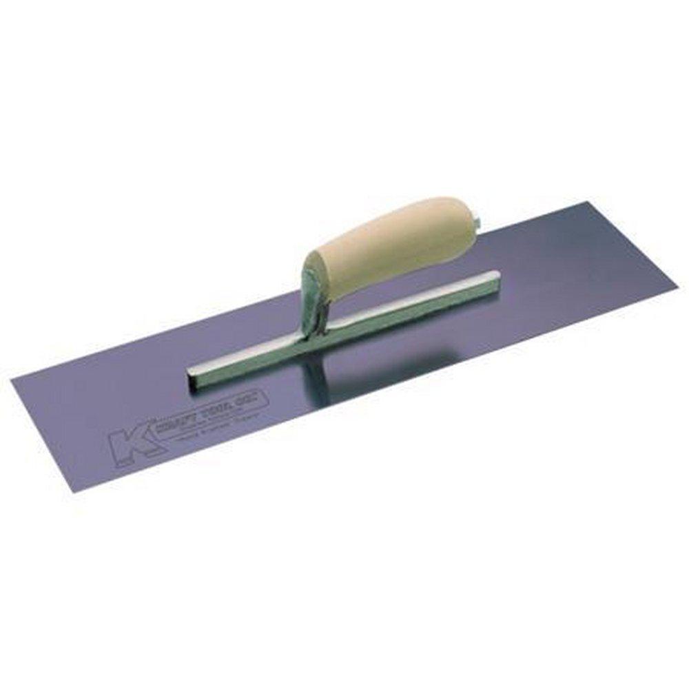 Kraft Tool Company Blue 4 in. 5-Rivet Steel Pool Trowel with Short Shank and Camel Back Wood Handle 