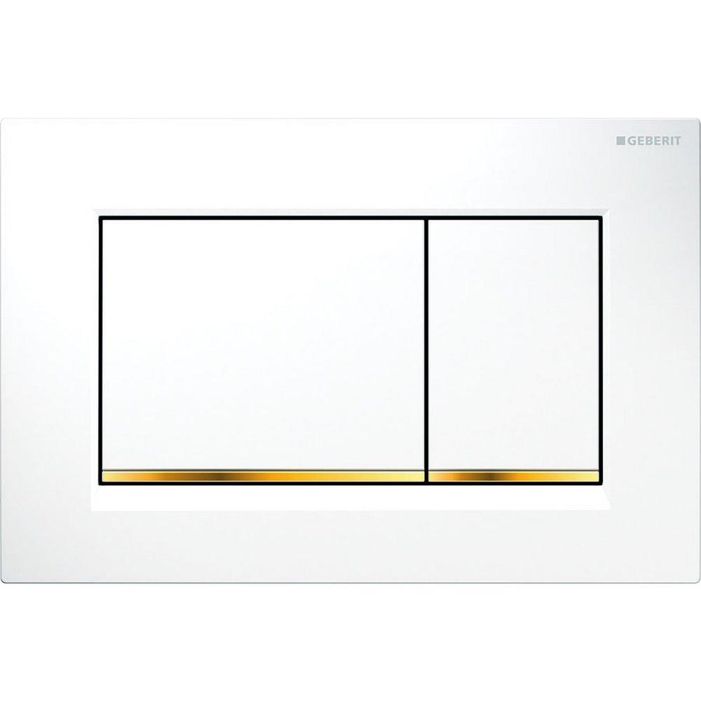 Geberit White/Polished Gold Actuator Flush Plates 