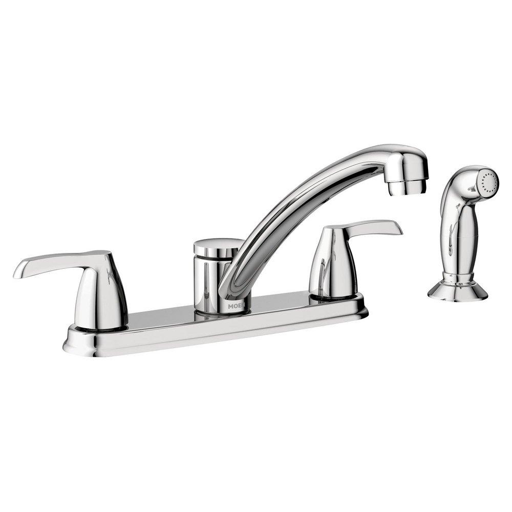 Moen Polished Chrome Low Arc Kitchen Faucet with Double Lever Handle 