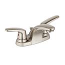 American Standard Brushed Nickel Low Arc Bathroom Bathroom Sink Faucet with 50/50 Pop-Up Assembly and Double Lever Handle