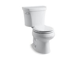 1.28 gpf Round Front Toilet with Left-Hand Trip Lever and Tank Cover Lock in White with 14 in. Rough-In