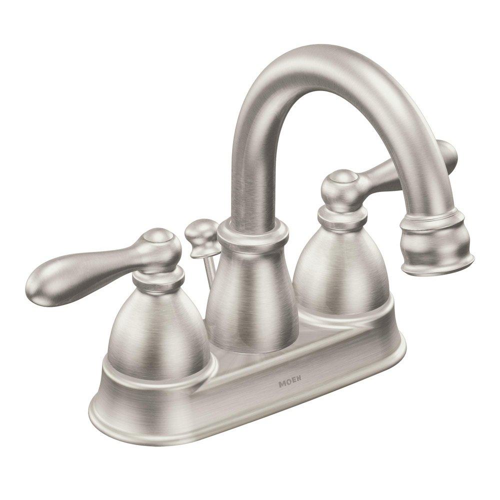 Moen Spot Resist Brushed Nickel Two Handle Centerset Bathroom Sink Faucet 