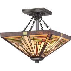 2-Light Semi-Flush Mount Ceiling Light in Vintage Bronze